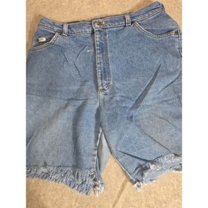 Lee Vintage High Waisted Denim Shorts Light Wash Frayed Hem Blue Womens 14 MED